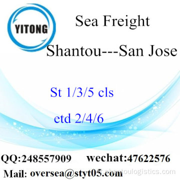 Consolidation LCL de Shantou Port à San Jose